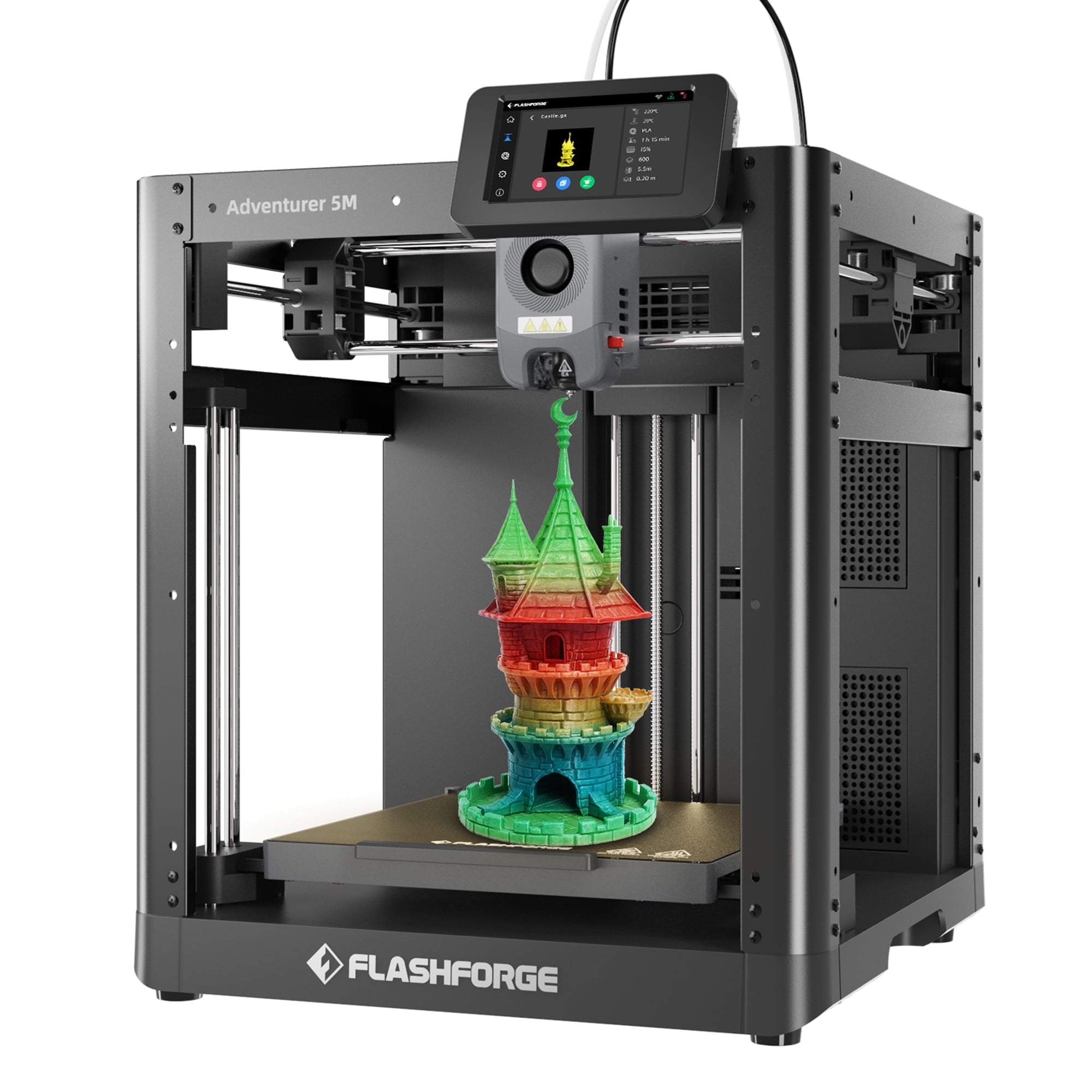 Flashforge Adventurer 5M 3D Printer, 600mm/s High Speed 3D Printer, 8.7 x 8.7 x 8.7'', Black